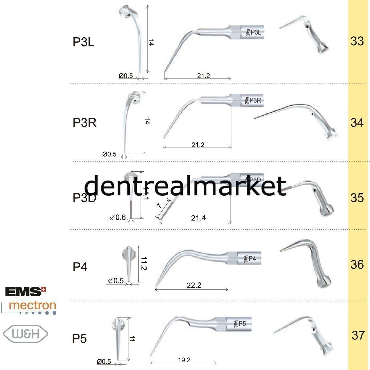 Woodpecker P3 Periodontic Scaler Tip - EMS, Mectron, Woodpecker, W&H Compatible