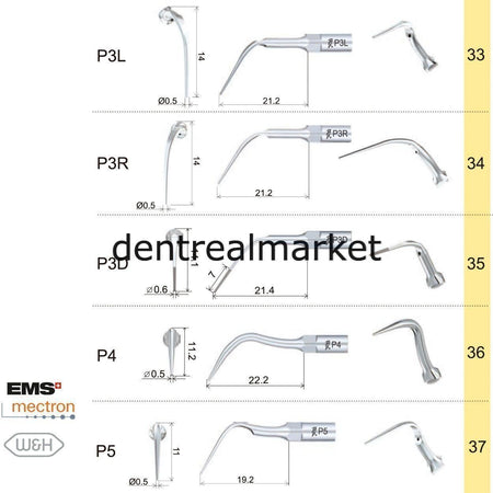 Woodpecker Periodontic Scaler Tip P2L — EMS, Mectron, Woodpecker, W&H Compatible