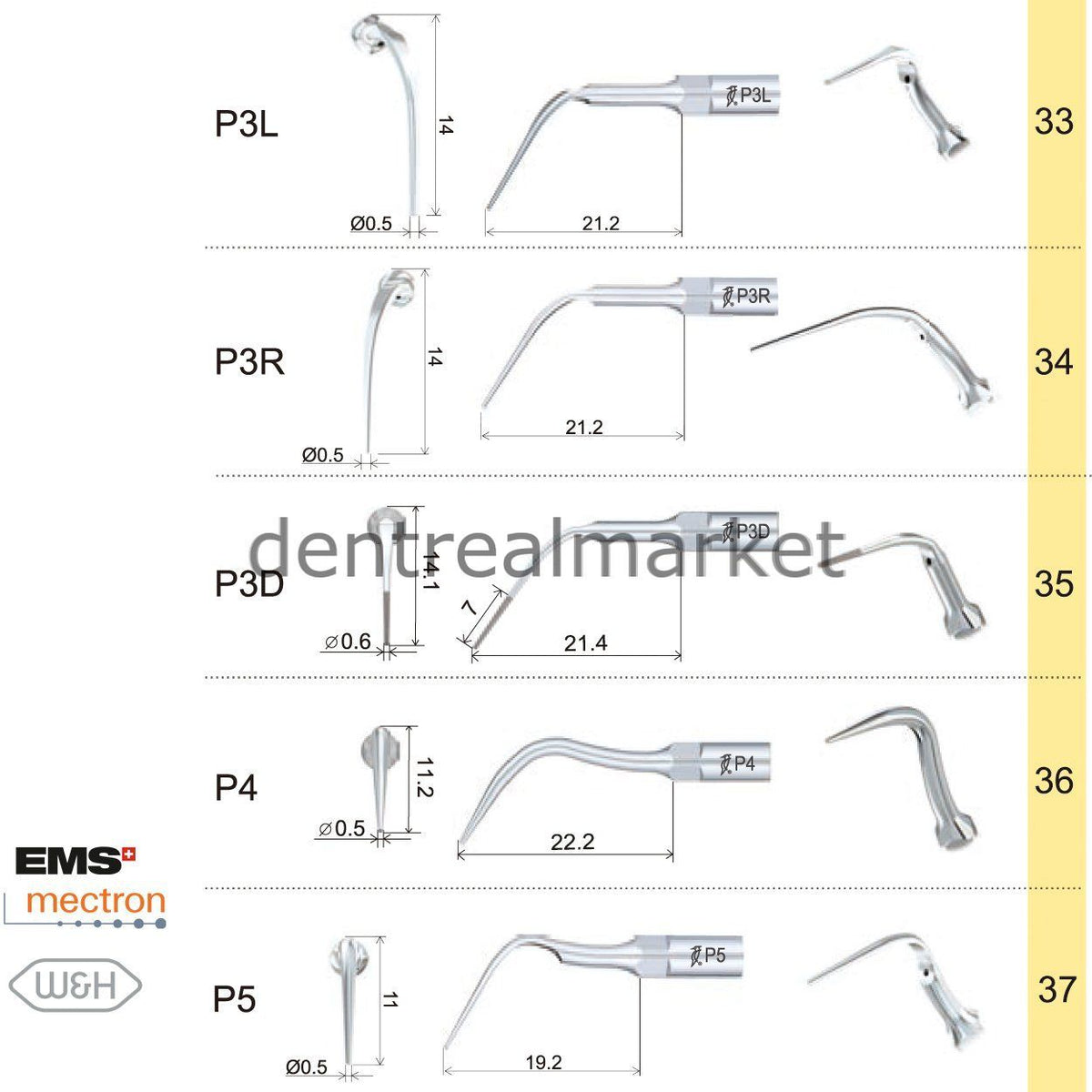 Woodpecker Scaler Periodontic Tip P14L – Compatible with EMS, Mectron, Woodpecker, and W&H