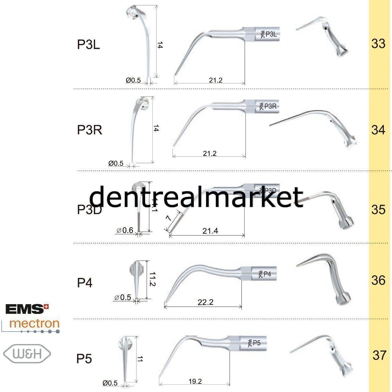 Woodpecker P4 Periodontic Scaler Tip - EMS, Mectron, Woodpecker, W&H Compatible