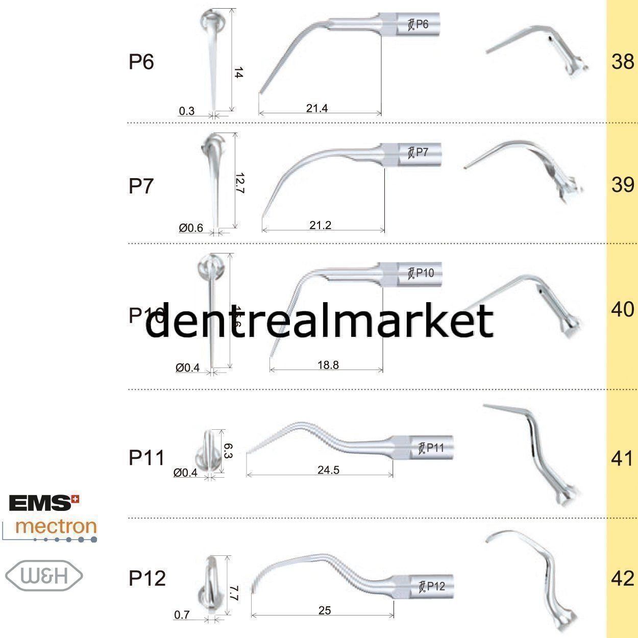 Woodpecker P6 Periodontic Scaler Tip - EMS, Mectron, Woodpecker, W&H Compatible