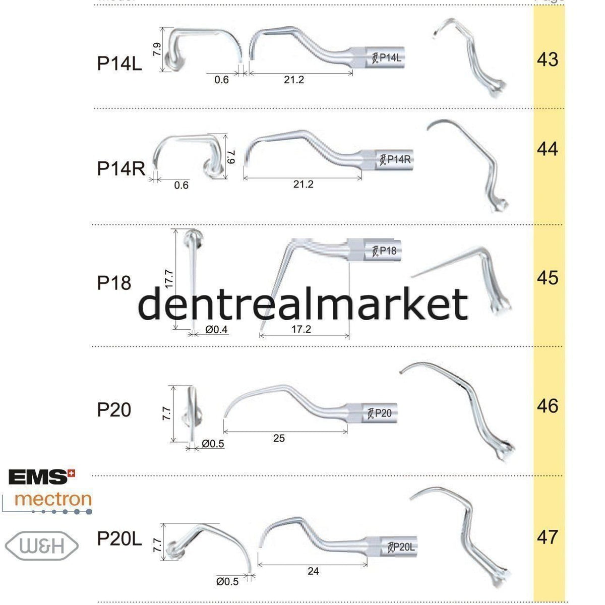 Woodpecker Periodontic Scaler Tip P2L — EMS, Mectron, Woodpecker, W&H Compatible