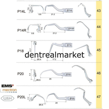 Woodpecker Periodontic Scaler Tip P2L — EMS, Mectron, Woodpecker, W&H Compatible