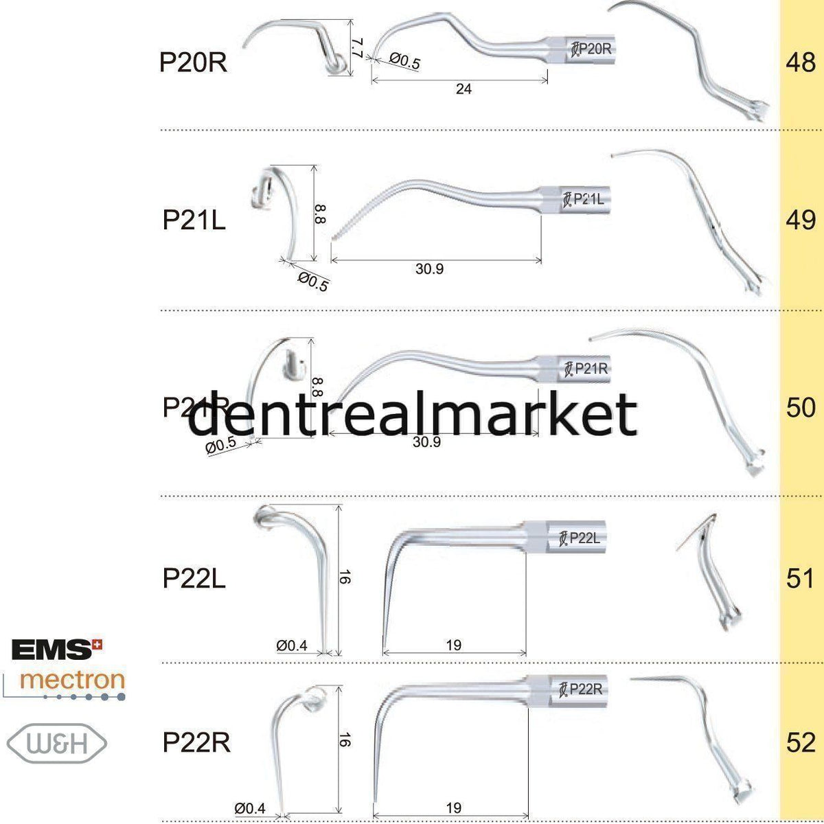 Woodpecker Periodontic Scaler Tip P2RD — EMS, Mectron, Woodpecker, W&H Compatible