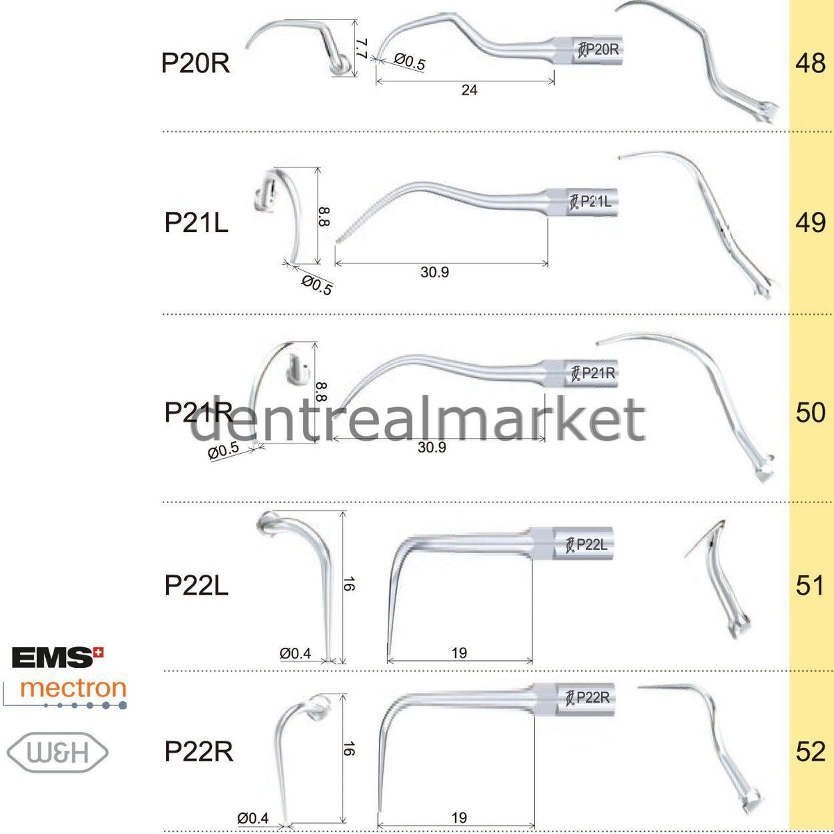 Woodpecker Scaler Periodontic Tip P14L – Compatible with EMS, Mectron, Woodpecker, and W&H