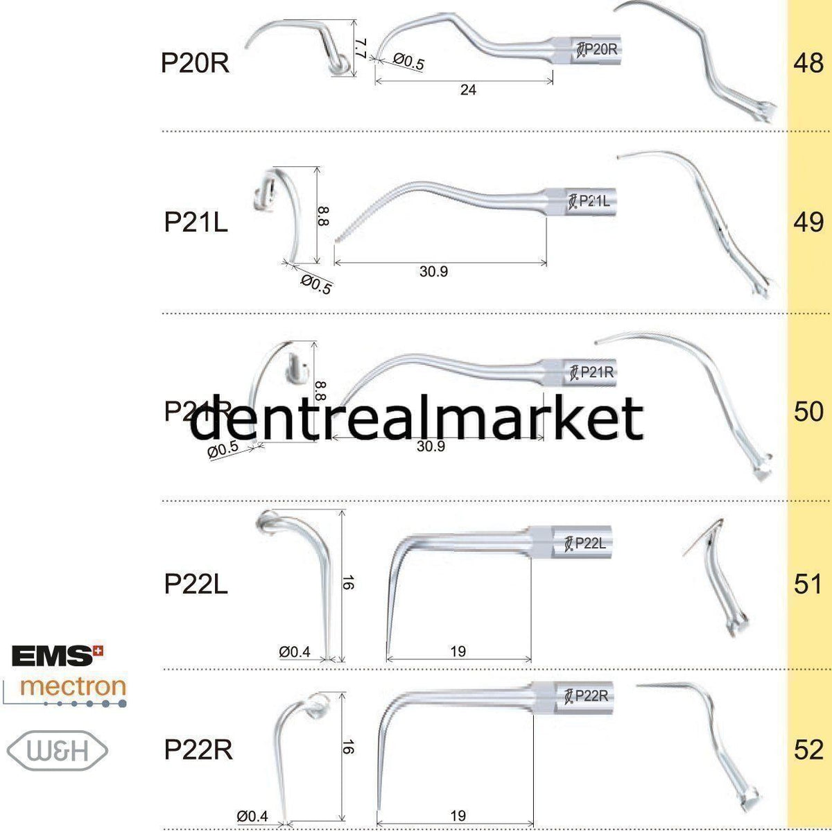 Woodpecker P3D Periodontic Scaler Tip - EMS, Mectron, Woodpecker, W&H Compatible