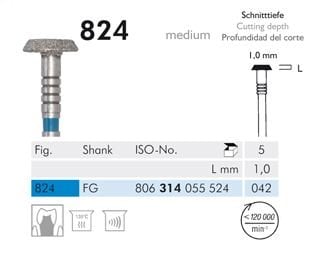 Meisinger 824 Synthetic Diamond Bur - Pack of 5