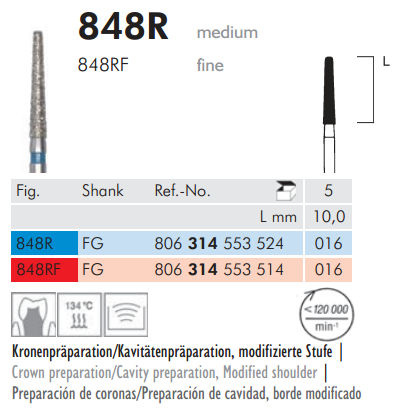 Meisinger 848R Synthetic Diamond Bur Pack of 5 – Tapered
