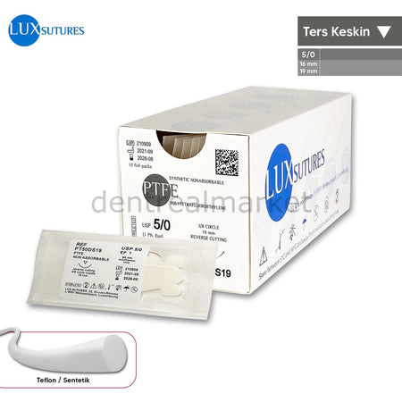 Lux Sutures PTFE Teflon Suture - 5/0 Reverse Cutting Needle - Non-Absorbable