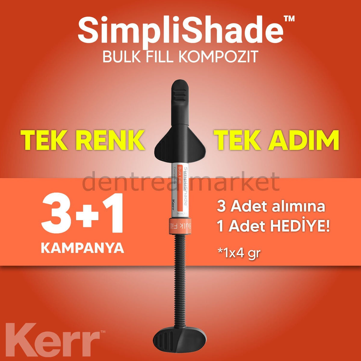 Kerr SimpliShade Bulk Fill Composite 4g - One Shade 3+1 Campaign