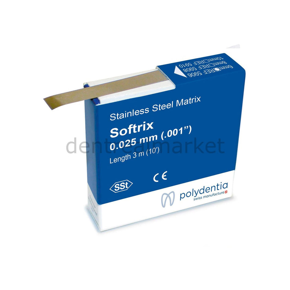 Polydentia Softrix Soft Steel Matrix Band – 3 m – 0.025 mm