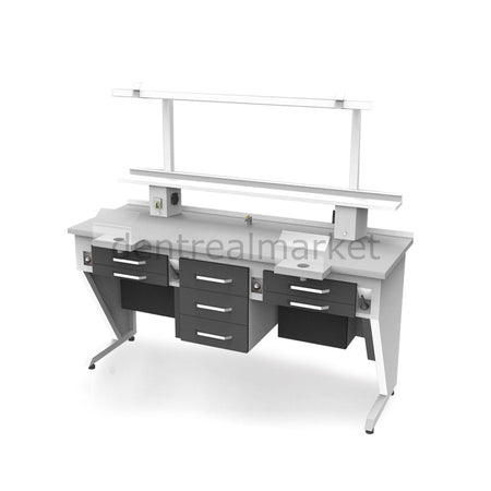 Kesgin Dental Two-Person Technician Bench Dual Vacuum TM-172 Anthracite
