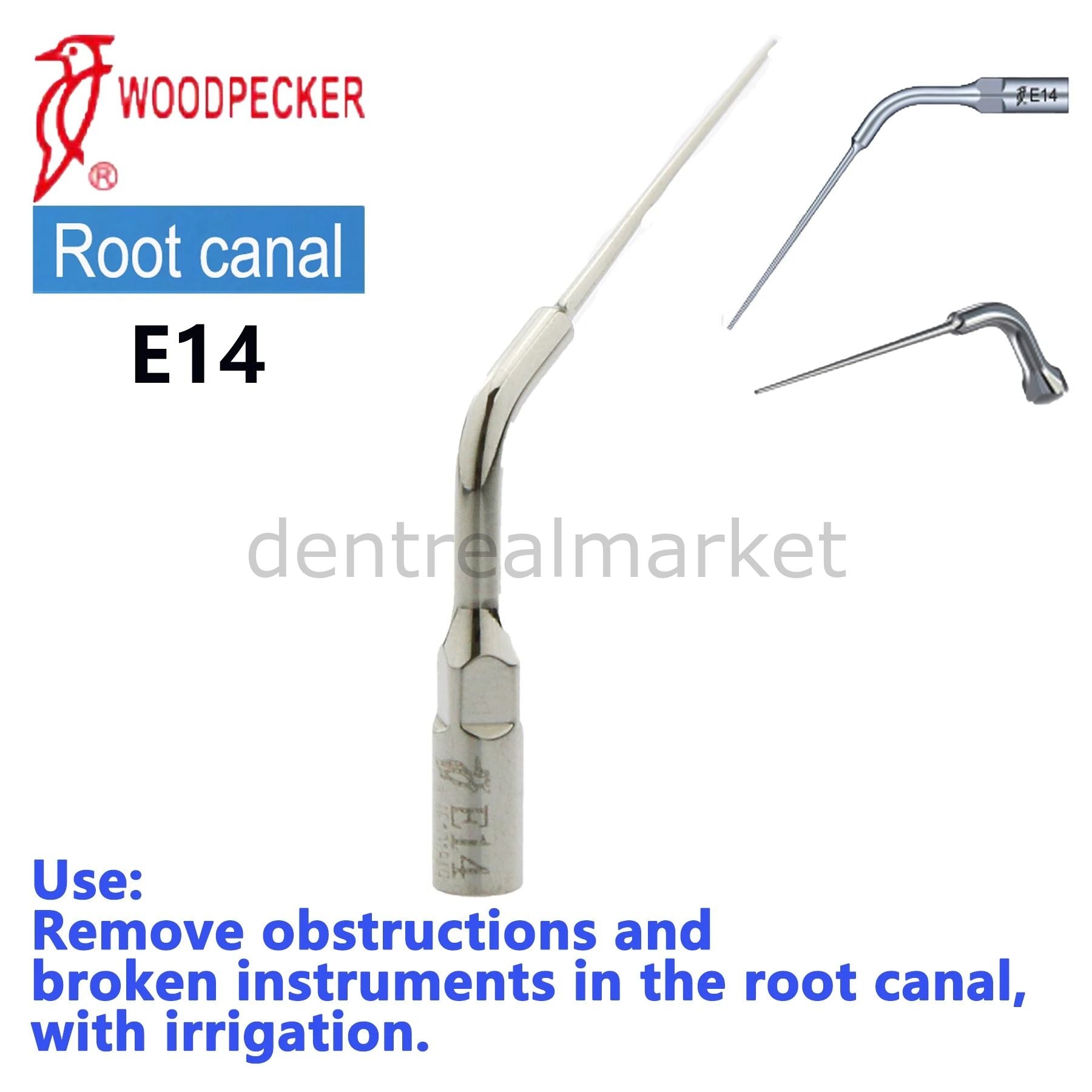 Woodpecker E14 Endodontic Scaler Tip - EMS, Mectron, Woodpecker, W&H Compatible