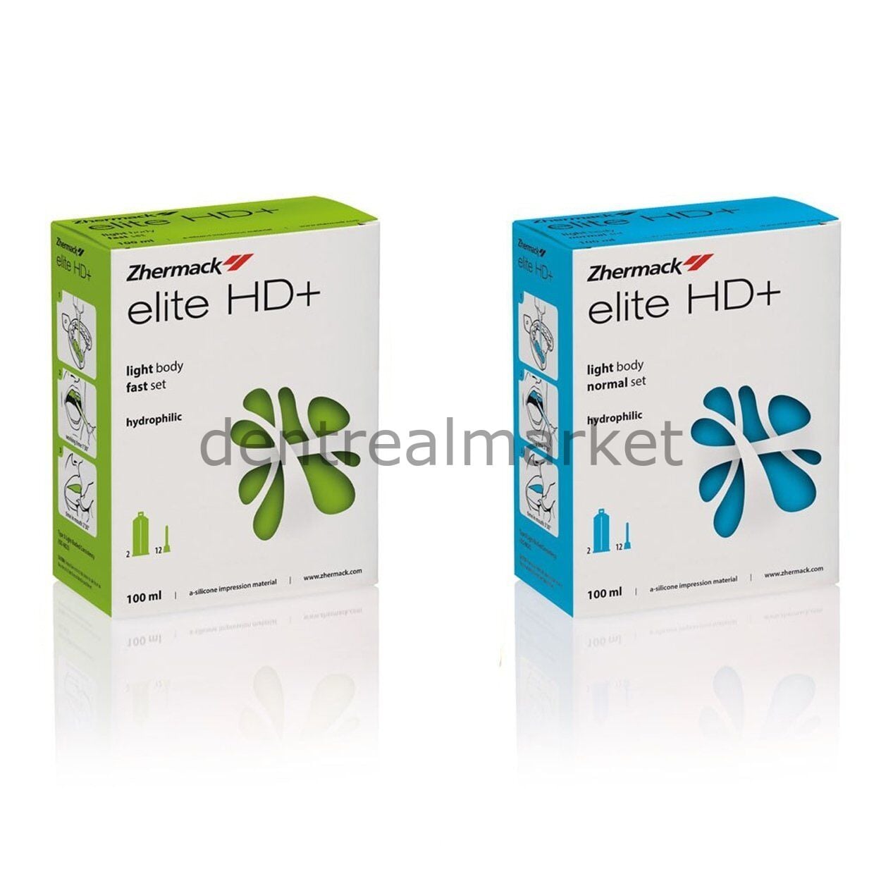 Zhermack Elite HD+ Wash Impression A-Silicone Light Body 2×50 ml Fast
