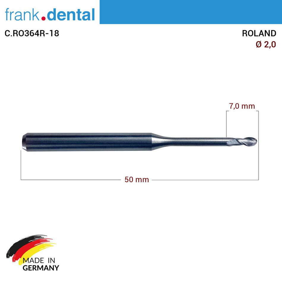 DentrealStore - Dentreal Tungsten Milling Machine Drill 2.0 mm - for Roland